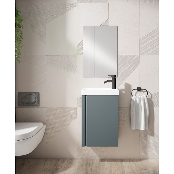 LUCENA BATH Lagos 16 in. W x 8. in D. x 22 in. H Bath Vanity in Blue with White Acrylic Top