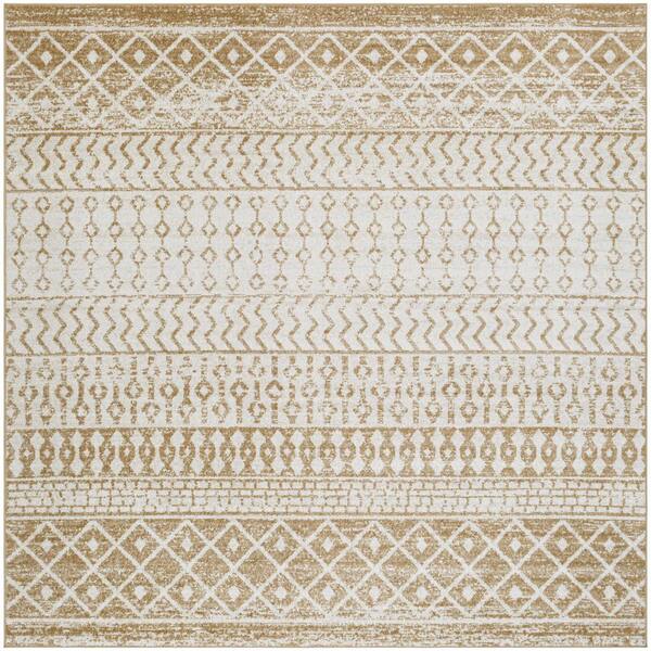 Livabliss Alois Yellow Doormat 4 ft. x 4 ft. Indoor Square Area Rug