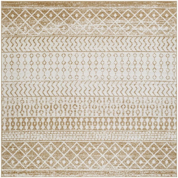 Alois Yellow Geometric 5 ft. x 5 ft. Indoor Square Area Rug