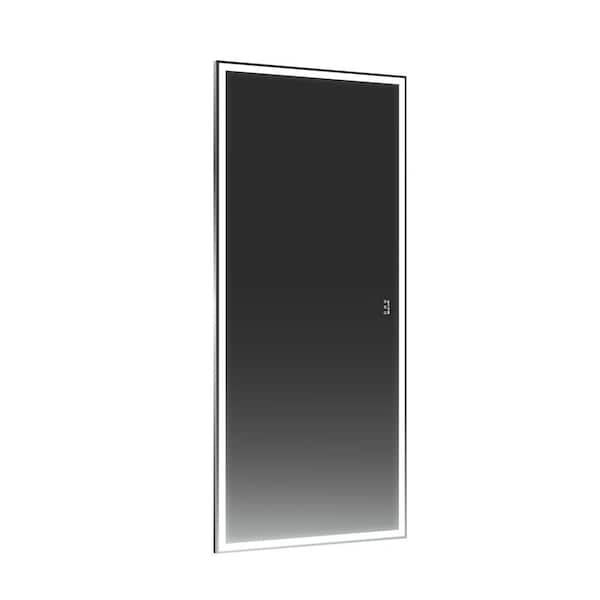 Unbranded 24 in. W x 65 in. H LED Full Length Mirrors Intelligent Human Body Induction Mirror Aluminum Floor Mirrors Stand