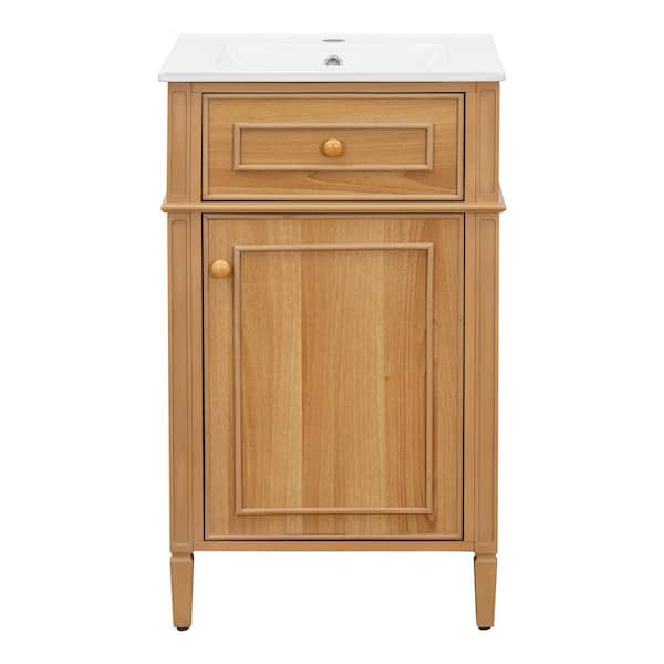 20 in. Freestanding Wood Bath Vanity with White Ceramic Top Unassembled