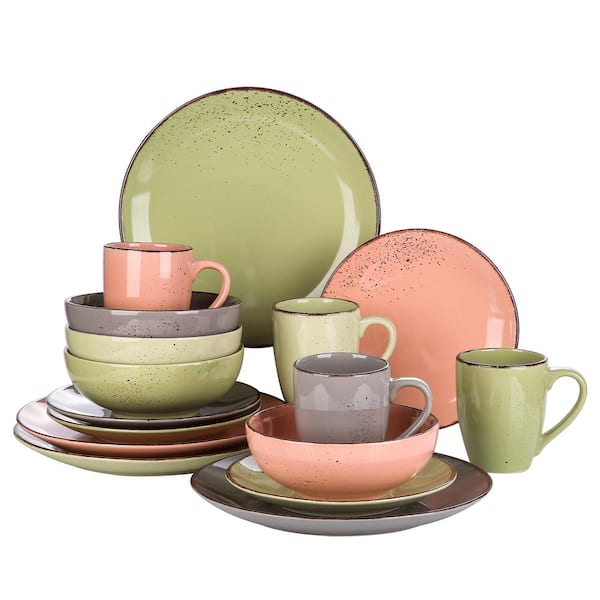 vancasso Navia 16-Piece Jardin Assorted Colors Stoneware Dinnerware Set (Service for 4)