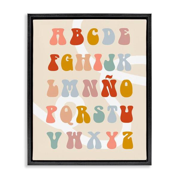 Stupell Industries Abstract ABC Spanish Alphabet by Lil' Rue Black Floater Frame Typography Graphic Art Print 21 in. x 17 in.