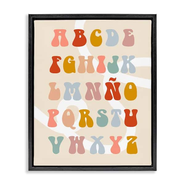 Stupell Industries Abstract ABC Spanish Alphabet by Lil' Rue Black Floater Frame Typography Graphic Art Print 21 in. x 17 in.