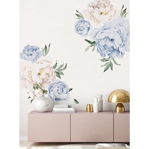 Unbranded Blushing Peonies Vinyl Wall Sticker Flowers Wall Mural (Set of 6)