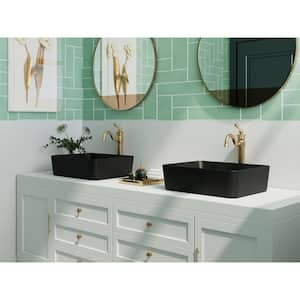 DeerValley Ally Classic Black Ceramic Rectangular Vessel Sink