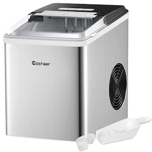 9 in. W 26 lbs./24-Hour Portable Ice Maker in Silver Self-Clean with Scoop