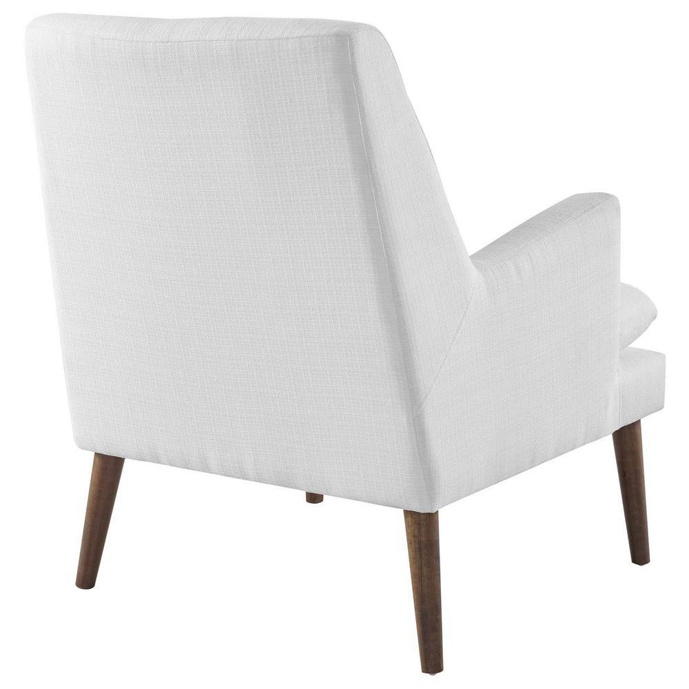 Mid-Century Modern Leisure White Accent Chair with Walnut Wood Legs