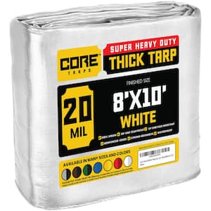 8 ft. x 10 ft. White 20 Mil Heavy Duty Polyethylene Tarp, Waterproof, UV Resistant, Rip and Tear Proof