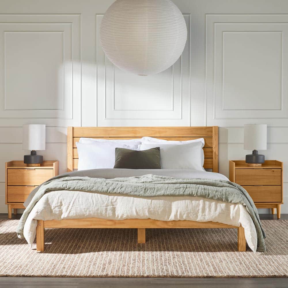 Reviews for Welwick Designs Minimalist Beige Wood Frame Queen Platform Bed Pg 1 The Home Depot