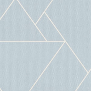 Triangle Geometric Art Deco Lines Blue Peel and Stick Vinyl Wallpaper