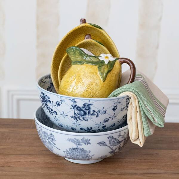 lemon様 Storied Home 40 fl. oz. Yellow Hand-Painted Stoneware Lemon
