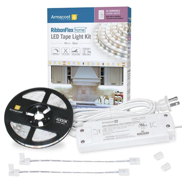 Armacost Lighting RibbonFlex (5M) Home AC Dimmable Bright White LED Tape Light Kit 4000K