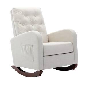 White Polyester Fabric Rockers Chair with 1 Side Pocket