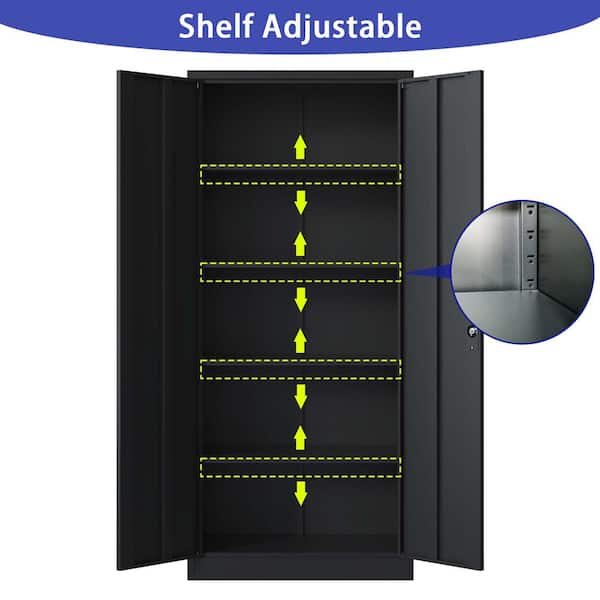 Tidoin 5-Tier Black Metal File Cabinet Locker with Adjustable