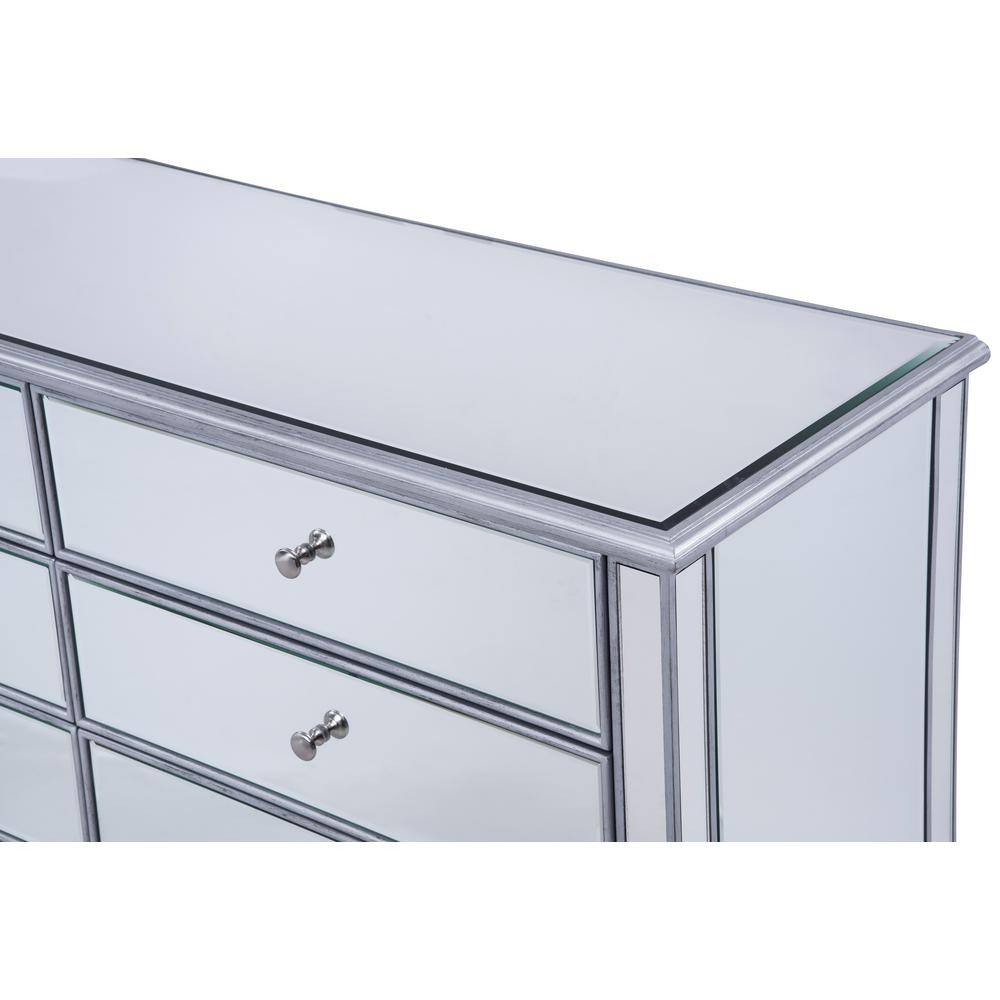 Hand Rubbed Antique Silver Mirrored 6-Drawer Dresser