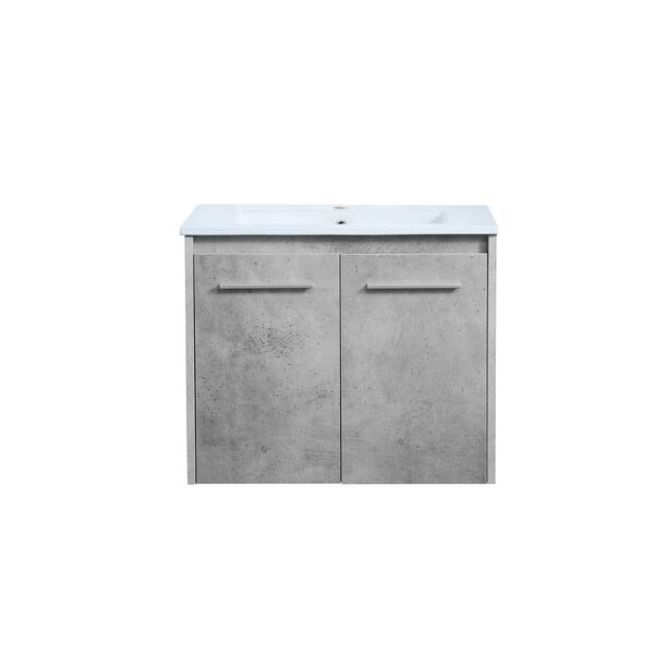 Unbranded Timeless Home 24 in. W x 18.31 in. D x 19.69 in. H Single Bathroom Vanity in Concrete Grey with Porcelain