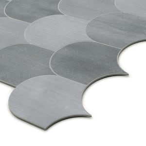 Fish Scales Gray 11.4 in. x 10.9 in. Peel and Stick Backsplash Handmade Looks Stone Composite Tile (8.62 sq. ft. Case)