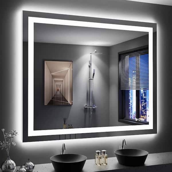 SereneVita 49 in W x 40 in. H LED Bathroom Mirror with Lights, Anti-Fog, Backlit + Front Lit, Touch Control, 3 Colors LED Mirror