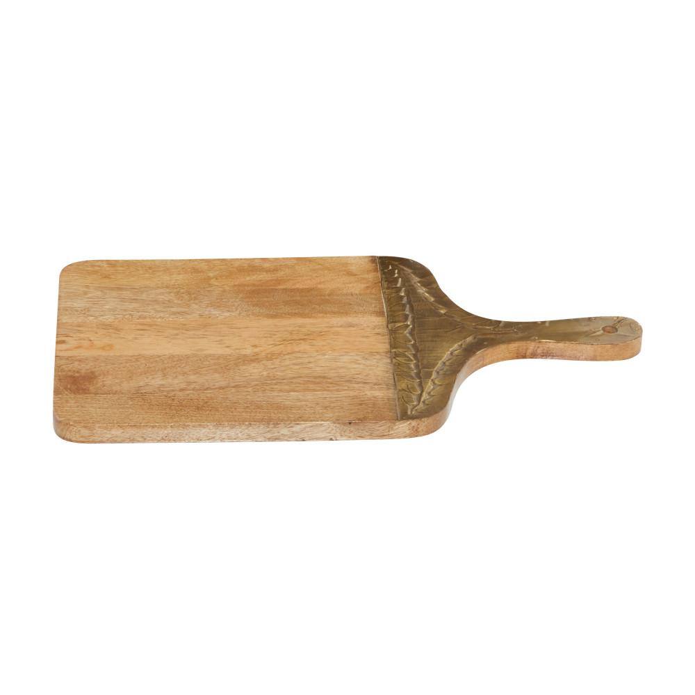 Brown Mango Wood Cutting Board with Brass Handle