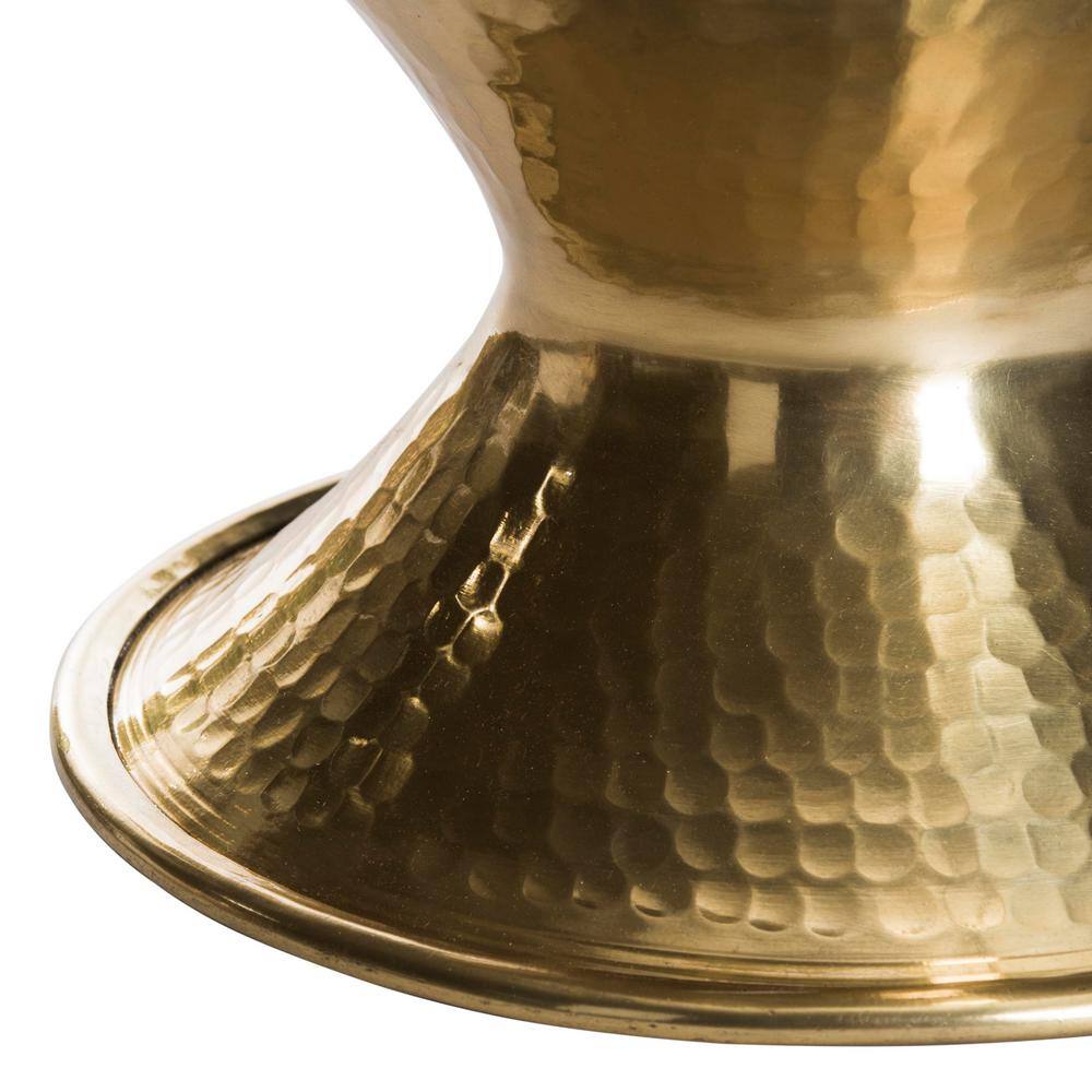 Transitional 12'' Gold Hammered Metal Round Accent Table