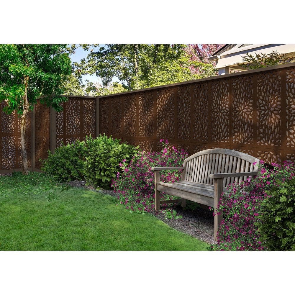 Espresso Brown Floral Recycled Polymer Privacy Panel