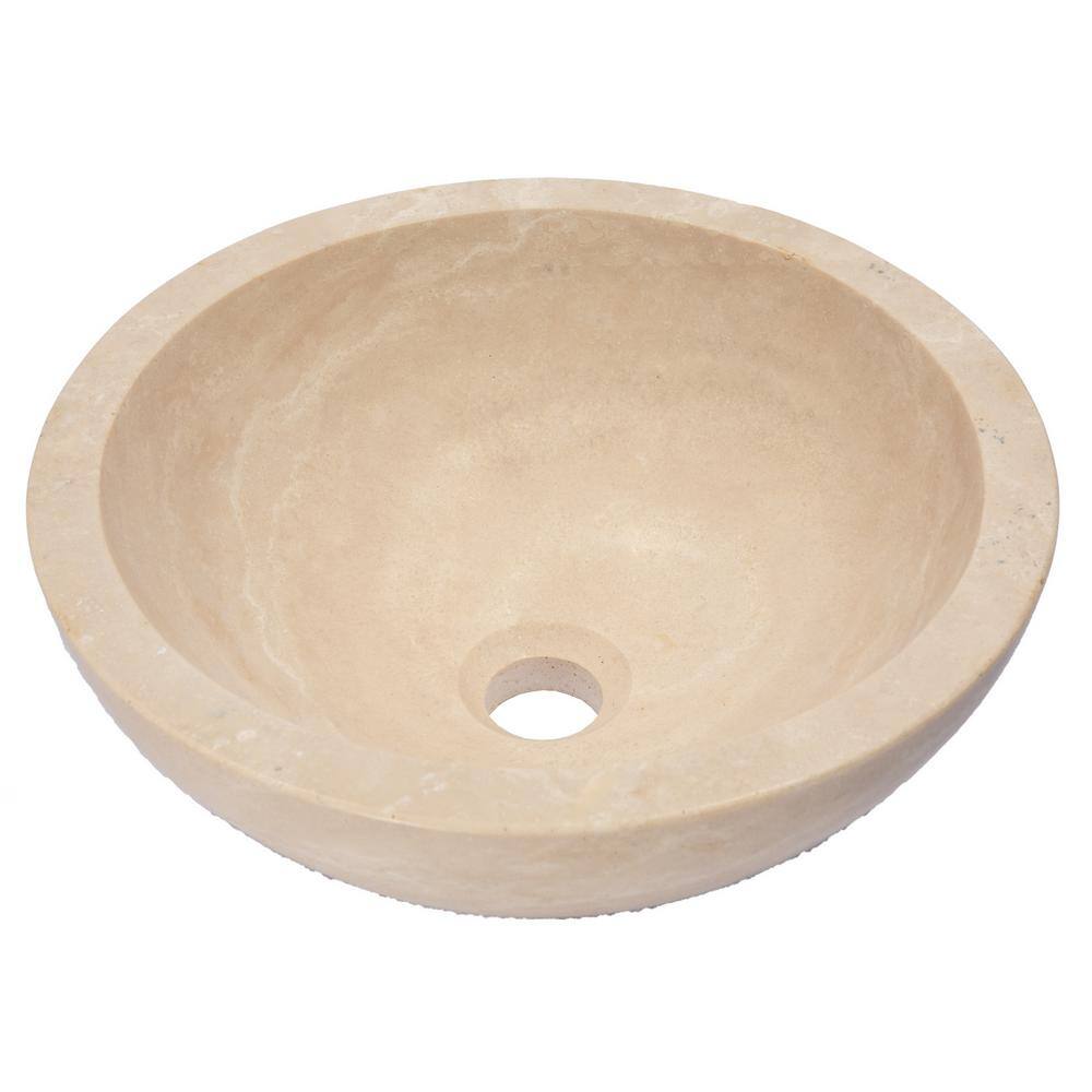 Eden Bath 14'' Beige Travertine Stone Vessel Sink