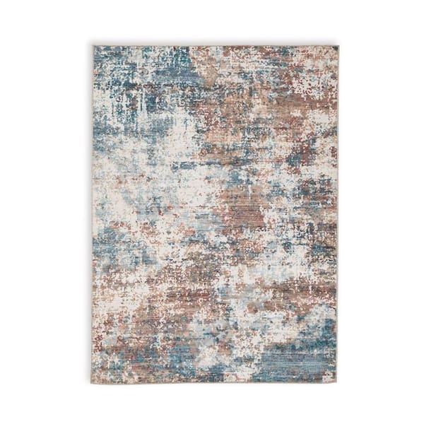 Benjara Bea Brown, Gray and White 8 ft. x 10 ft. Geometric Area Rug