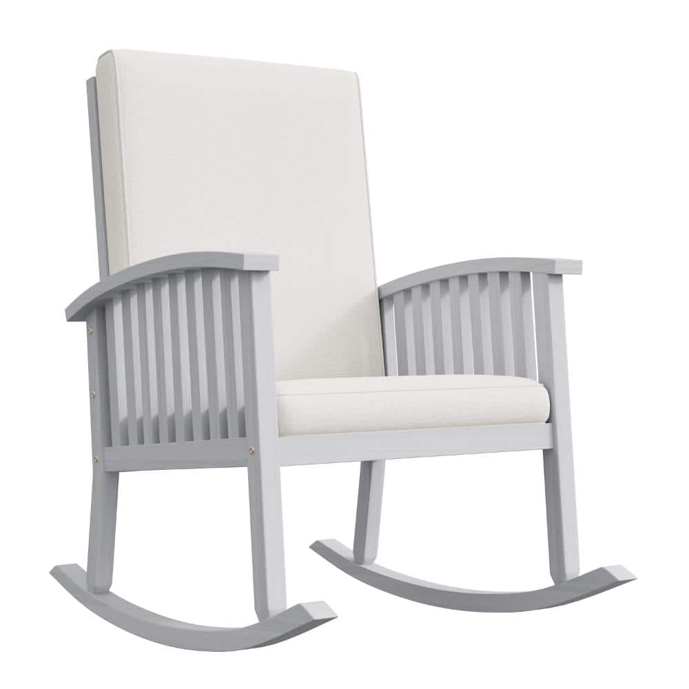 Gray Acacia Wood Outdoor Lounge Chair with Beige Cushions price history on PriceWatchPro
