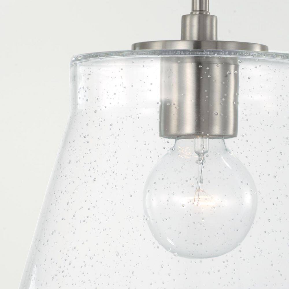 Brushed Nickel Clear Seeded Glass Drum Pendant Light