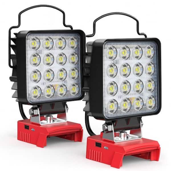 112-Watt 18-Volt 11200 Lumen LED Flood Work Light with USB Type-C, Portable Battery Powered, 2-Pieces