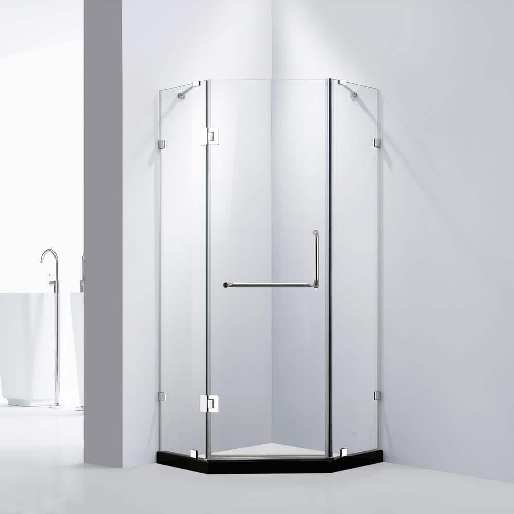 39.4" x 79" Frameless Neo-Angle Chrome Shower Door