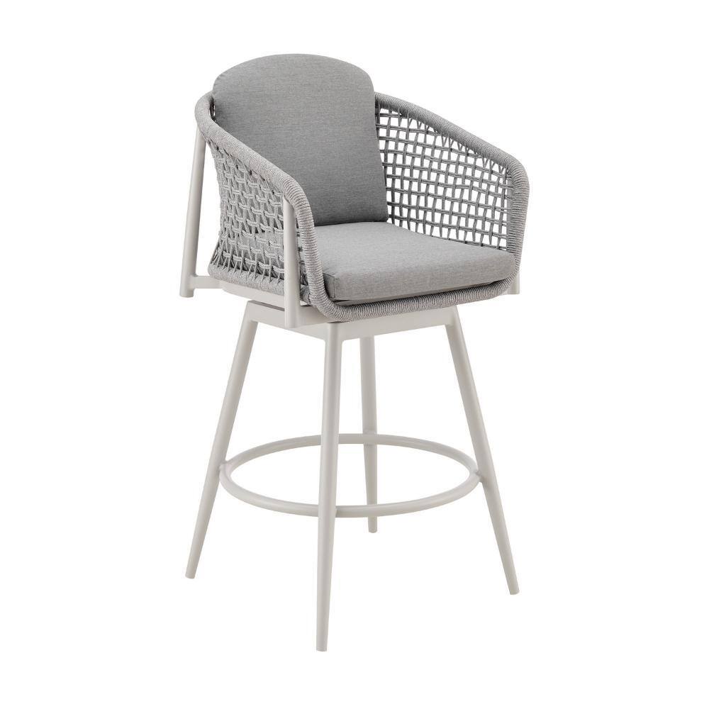 Rue Swivel Metal and Woven Rope Outdoor Bar Stool with Gray Cushion price history on PriceWatchPro