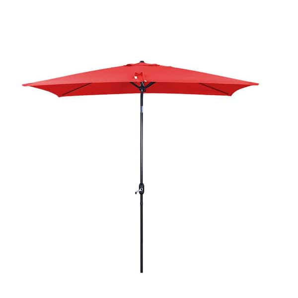 Clihome 10 ft. x 6.5 ft. Rectangular Market Umbrella with Waterproof and UV Resistant in Red