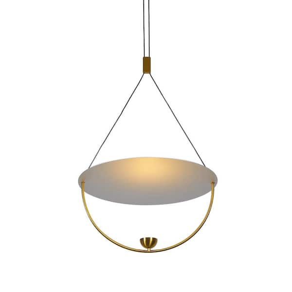 VONN Lighting Como 4.91-Watt Integrated LED Antique Brass Pendant with 15.75 in. Aluminum Shade