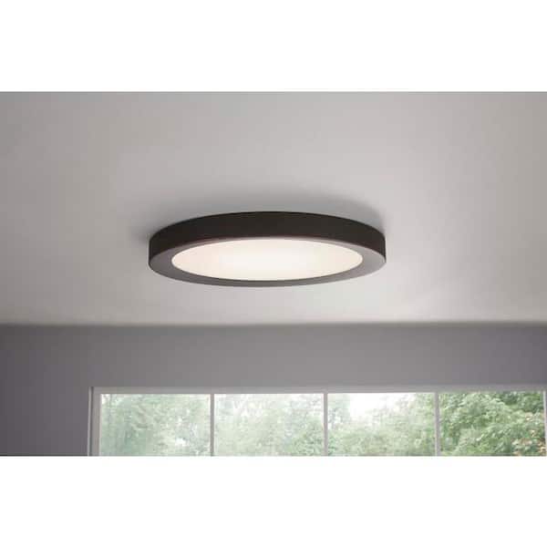Hampton Bay 1005758026 HB CALLOWAY 15 in. EDGELIT 5CCT LED Flush Mount in Matte Black Finish