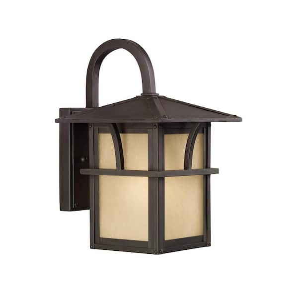Generation Lighting Medford Lakes 1-Light Statuary Bronze Outdoor 11 in. Wall Lantern Sconce with LED Bulb