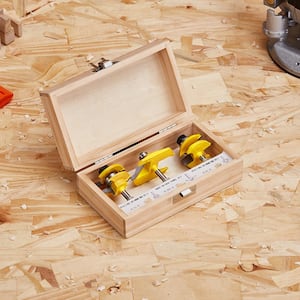 Router Bits Set 3-Pieces Carbide Router Bit Kit 1/4 in. Shank Wood Carrying Case Tools for Particle Board