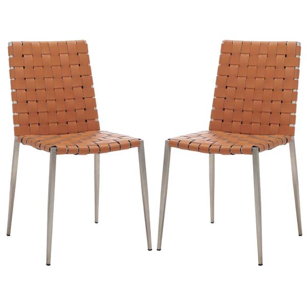 SAFAVIEH Rayne Cognac/Silver 18 in. Metal Dining Chair (Set of 2)