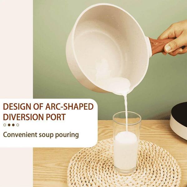 Ceramic Nonstick 2 qt. Saucepan in White with Pour Spout and Lid