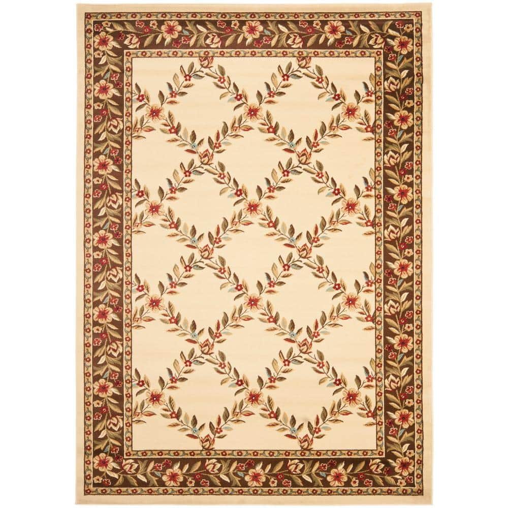 Lyndhurst Ivory/Brown 5 ft. x 8 ft. Floral Border Diamond Area Rug price history on PriceWatchPro