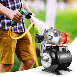 1.6HP Shallow Well Pump with Pressure Tank 1320 GPH Automatic Irrigation Water Booster Pump for Home Garden Lawn