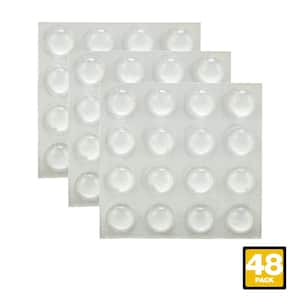 3/8 in. Clear Soft Rubber Like Plastic Self-Adhesive Round Bumpers (48-Pack)