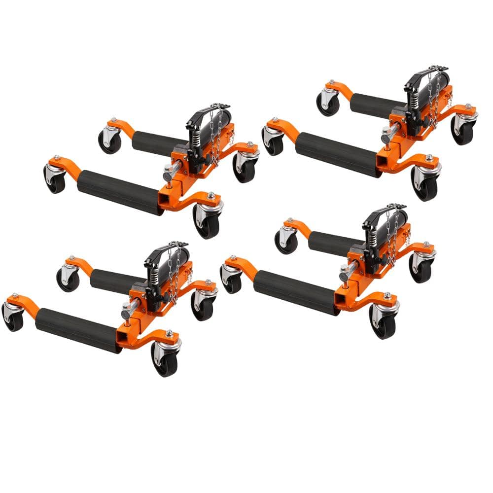 4 Piece Orange Heavy Duty Hydraulic Car Wheel Dolly Set with Ratcheting Foot Pedal for Trucks, RVs, Trailers, Garage price history on PriceWatchPro