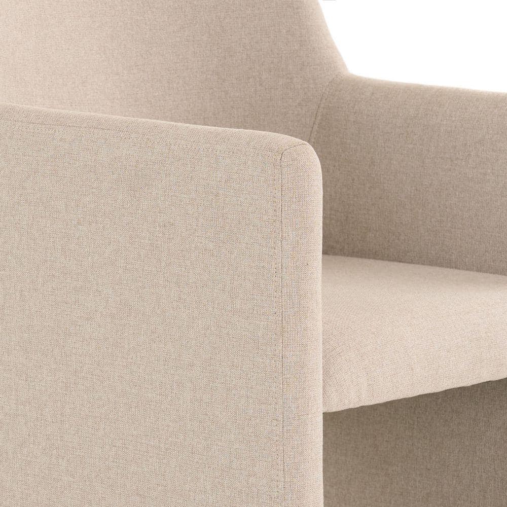 Detail of beige fabric and stitching on Modrest Lasara Arm Chair