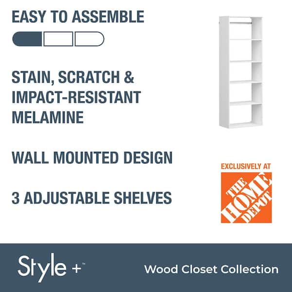 Style+ 25 in. W White Hanging Wood Closet Tower