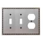 Antiquity 3 Gang 2-Toggle and 1-Duplex Metal Wall Plate - Antique Nickel