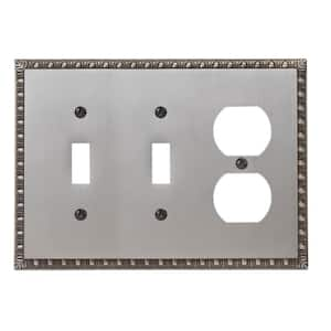 Egg & Dart Aged Bronze Cast - 1 Toggle / 1 Duplex Wallplate –