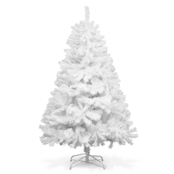 4.5 ft. White Unlit Pre-Hinged Spruce Artificial Christmas Tree with 398-Branch Tips and Metal Stand