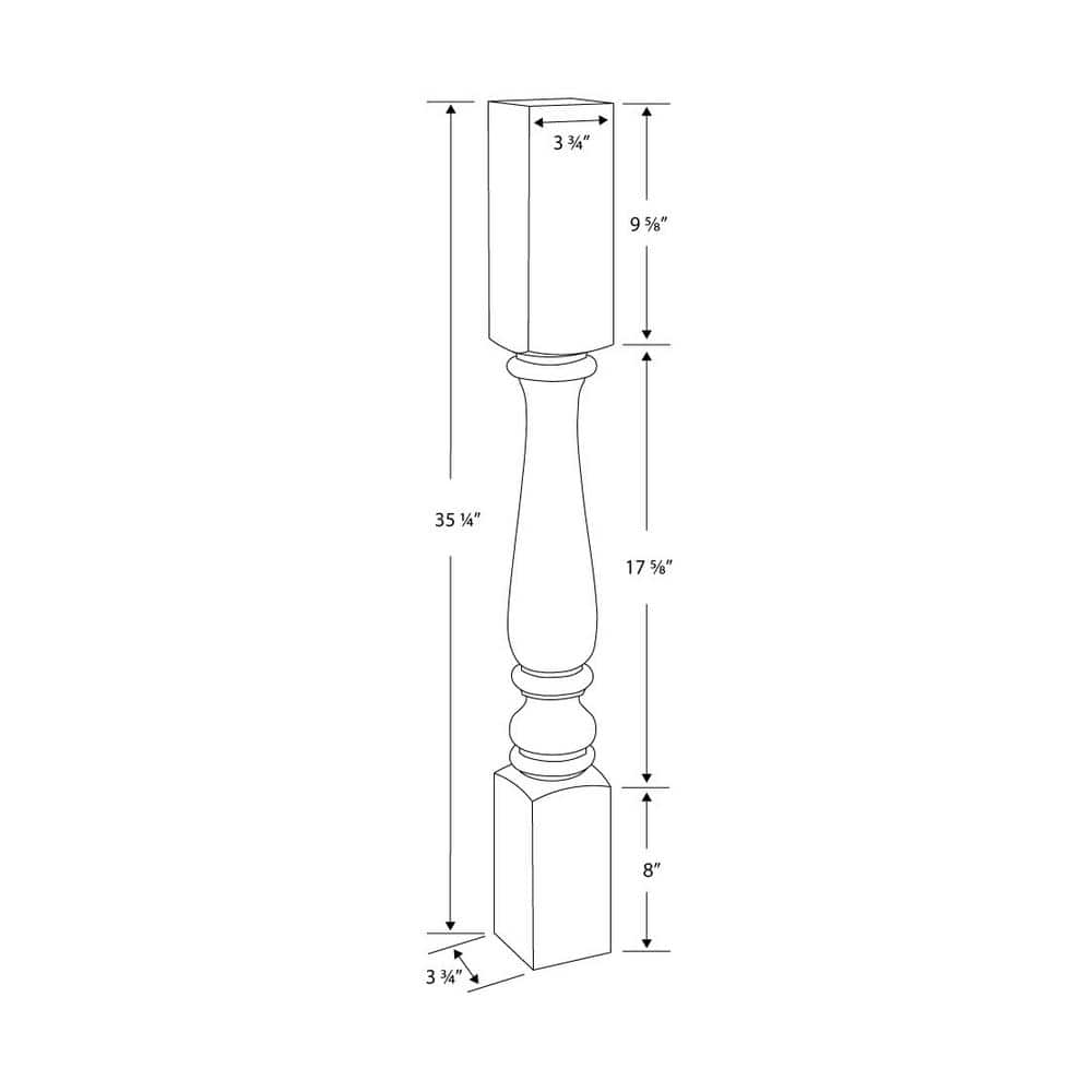 Unfinished Maple Traditional Full Round Kitchen Island Leg